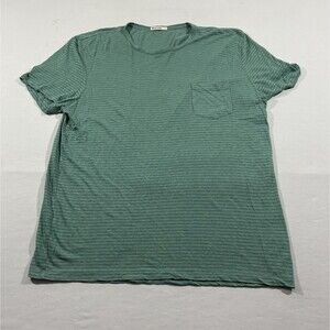 Marine Layer Saddle Hem Pocket T-Shirt Deep Sea Stripe Cotton Poly Mens Sz L